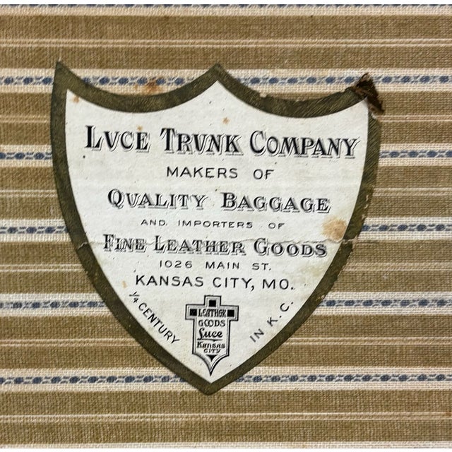 Vintage Luce Trunk Company Kansas City Flat Top Steamer Trunk For Sale - Image 11 of 18