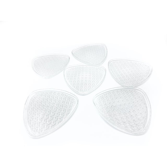 Vintage mid century set of 6 Indiana glass triangle daisy and button glass luncheon plates. The Daisy and Button glass...