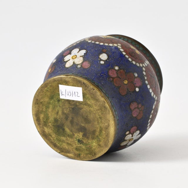 Metal Japanese Cloisonne Enamel Vase, 1800s For Sale - Image 7 of 10