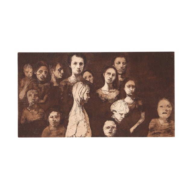 Women and Children - Unframed Etching For Sale
