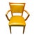 Vintage Henderson armchair featuring a warm wood frame and mustard yellow vinyl upholstery. The chair has a distinctive...