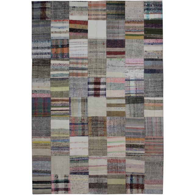 Hand Knotted Vintage Patchwork Rug - 11'4" X 7'4" For Sale