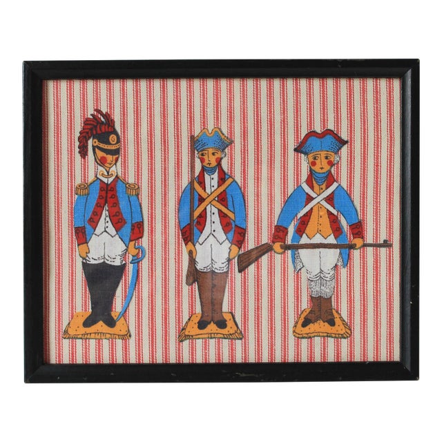 Vintage Framed Colonial Characters Wall Hanging For Sale