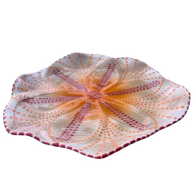 Hand-Painted South African Ceramic Sea Urchin Platter For Sale - Image 4 of 12