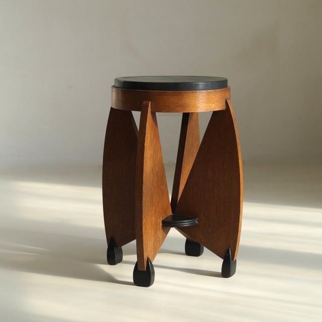 Dutch Art Deco Curvy Amsterdam School Accent Table by J.J. Zijfers, 1920s For Sale - Image 4 of 18
