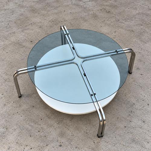 Low Coffee Table in Steel, 1980s For Sale - Image 4 of 4