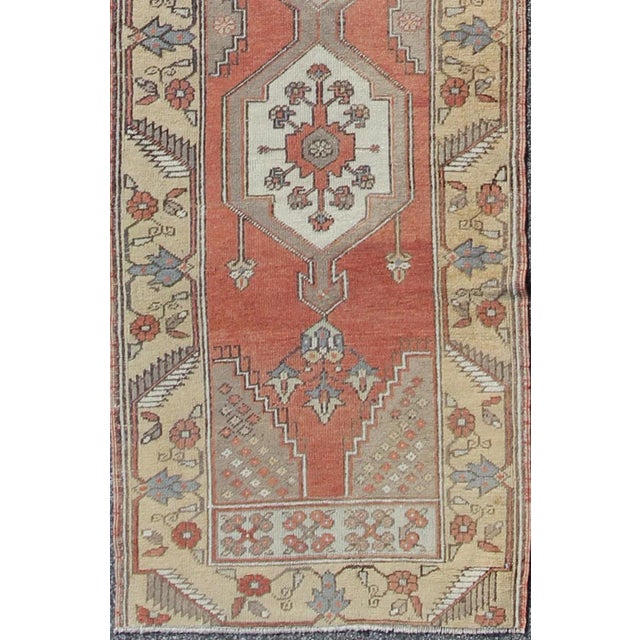Tribal Narrow Runner Vintage Turkish Oushak Runner 2'6 X 12'6 For Sale - Image 3 of 8