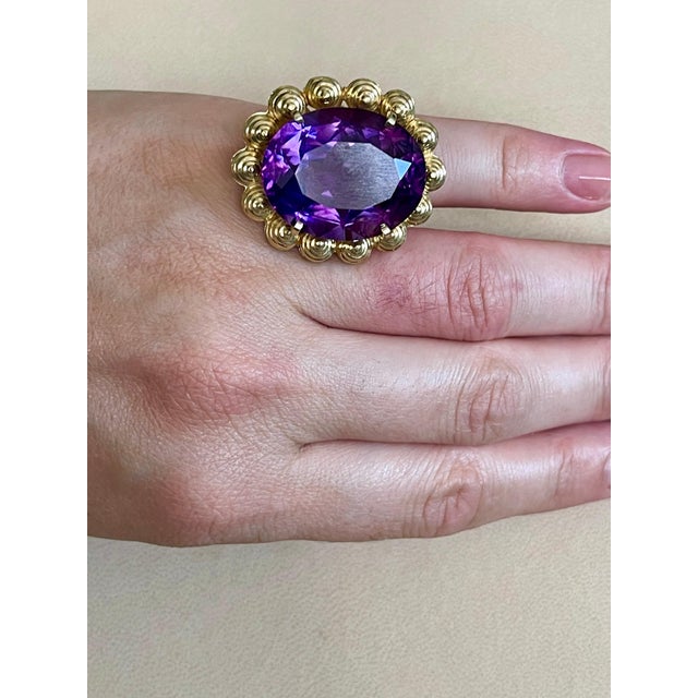 50 Carat Amethyst Cocktail Ring in Solid 18 Karat Yellow Gold 29 Grams For Sale - Image 12 of 18