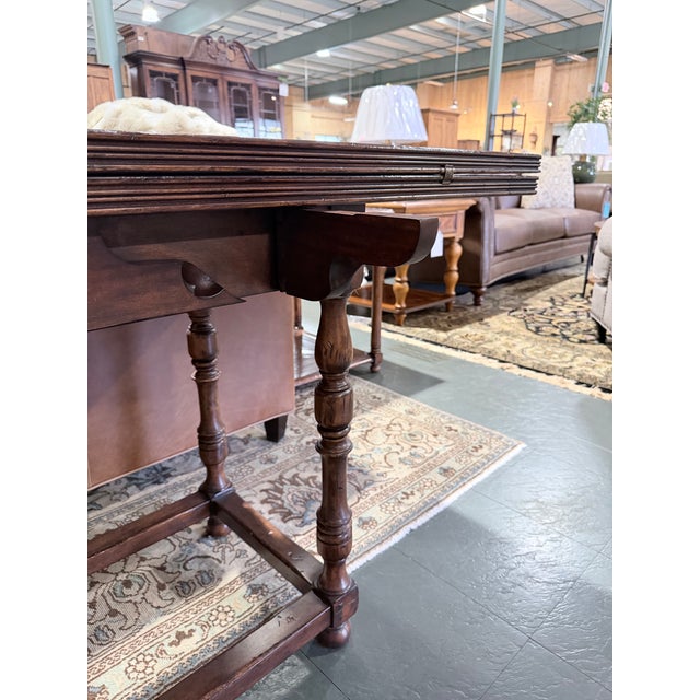 Wood Jonathan Charles Walnut Hunt Hinged Leaf Table For Sale - Image 7 of 9