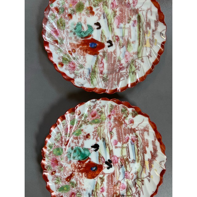 Asian Antique 1920s Japanese Geisha Kutani Hand Painted Plates - 2 For Sale - Image 3 of 7