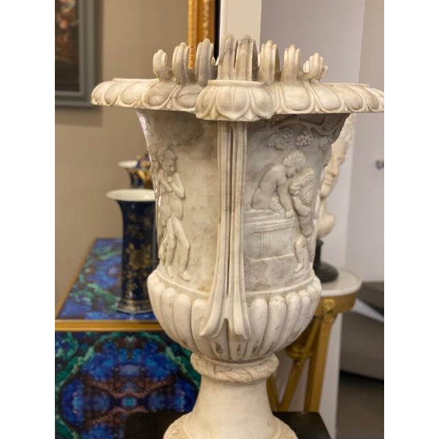 Grand Tour Carrara White Marble Vase, 1960s For Sale - Image 10 of 14