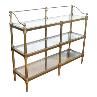 Hollywood Regency Brass Shelve Cabinet For Sale