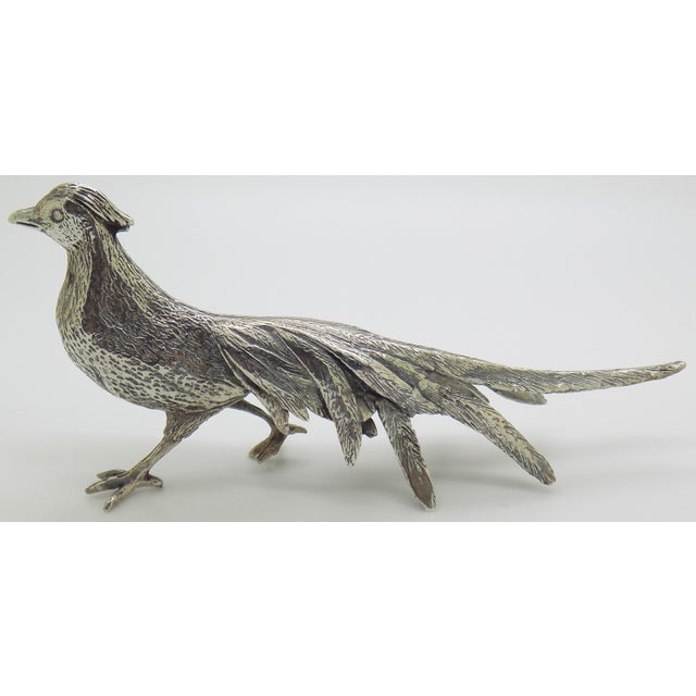 Italian Vintage Italian Handmade Silver 800 Pheasant Large Figurine Animal Sculpture For Sale - Image 3 of 12