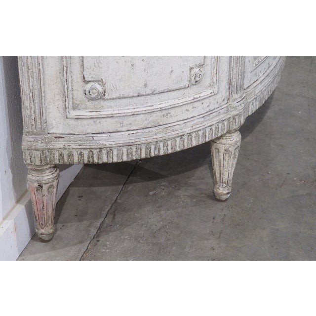 Pair of Large Antique French Louis XVI Style Painted Demi-Lune Buffets, 1900s For Sale - Image 15 of 18