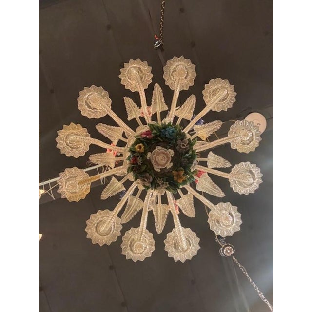 Transparent Antique Venetian Glass Multi-Colored Chandelier With 12 Lights For Sale - Image 8 of 8