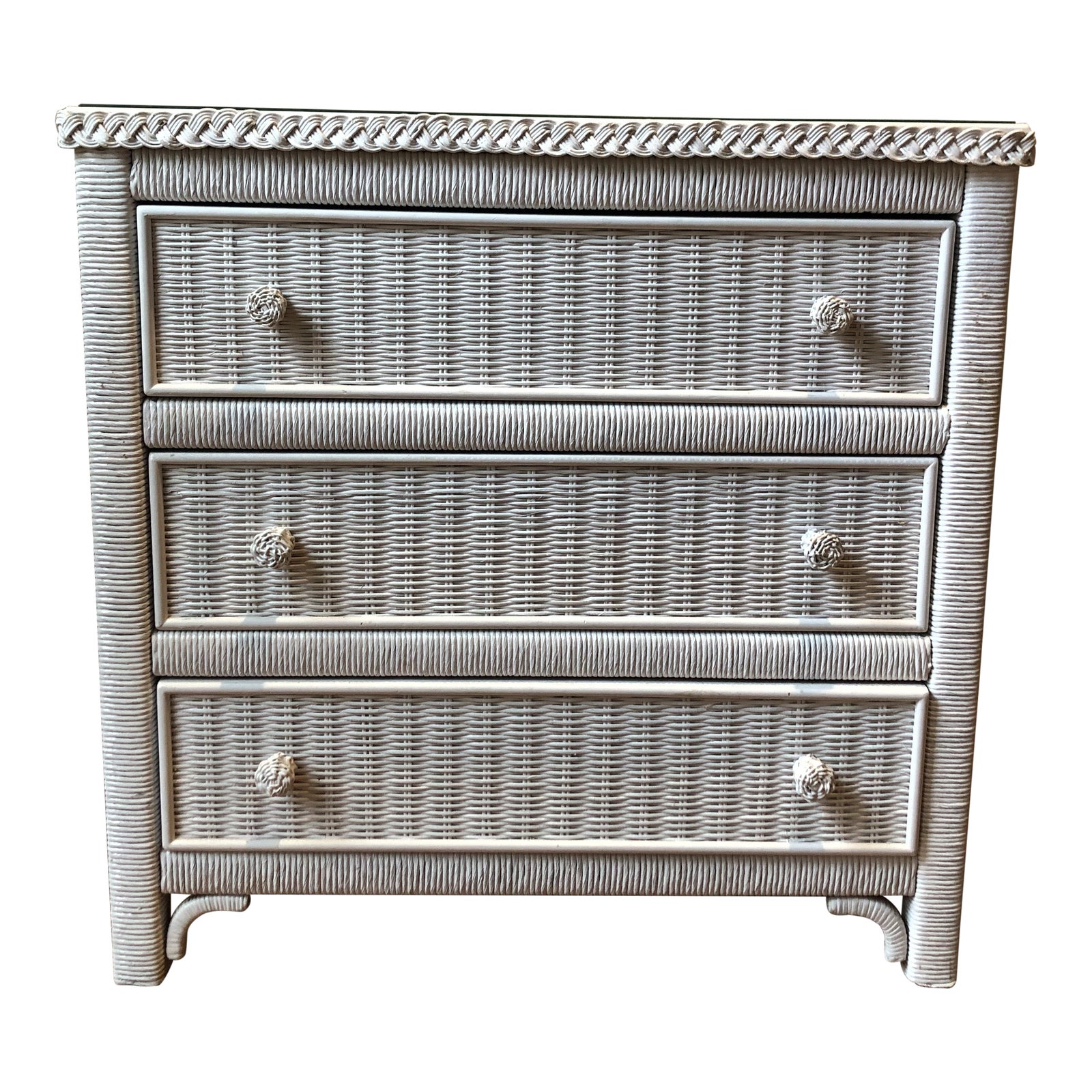 Henry Link White Wicker Dresser With Shelves Chairish