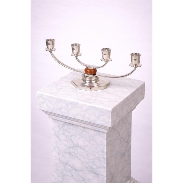 Art Deco Four-Arm Silver-Plated Candleholders by Just Andersen for Gab, 1930, Set of 2 For Sale - Image 4 of 11