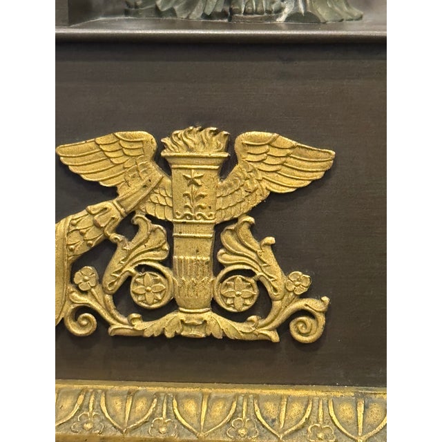 French Restoration Athena (Minerva) Patinated & Fire-Gilt Bronze Mantel Clock by Louis Alfred Baveux For Sale - Image 13 of 16