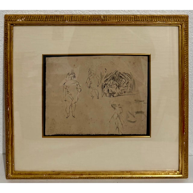 Jules Pascin, German Expressionist Drawing, Watercolor Painting Jules Pascin Cuba Scene 1910, c.1910-1916 For Sale