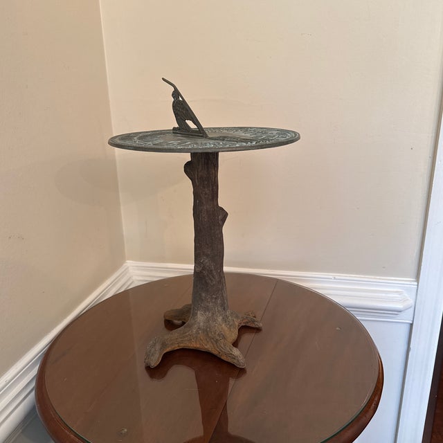 Vintage Mid-Century Modern Solid Bronze Garden Sundial on Root Base For Sale In Atlanta - Image 6 of 12