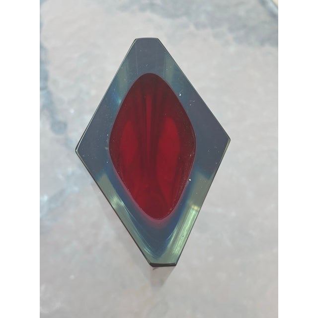 Handmade Murano Attributed Vase by Mandruzzato Vase that has 6 sides is very sleek and modern and very heavy. It has a...