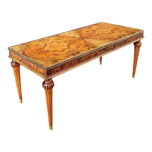Hollywood Regency Bookmatched Burl Top Coffee Table
