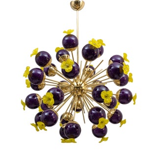 Italian Sputnik Chandelier in Murano Glass and Brass, 2010 For Sale