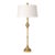 Late 20th Century Sunlit Brass Table Lamp With Linen Drum Shade – Tall Transitional Classic Column Form, 34” H For Sale