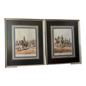 Set of Two Lithograph by Alfred De Marbot, a 19th-Century French Artist. One Is Titled Guard of Paris , Another One Five Senior French Army Officers •