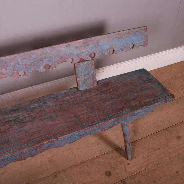 Wood Austrian Painted Bench For Sale - Image 7 of 8