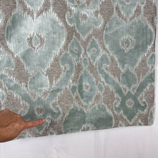 Textile Z Gallerie Seaglass Blue and Beige Velvet Euro Pillow Cover Shams (2) 32" X 32" For Sale - Image 7 of 8