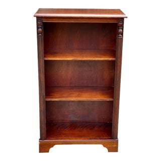 Vintage Traditional Mahogany Column Side Bookshelf Cabinet For Sale