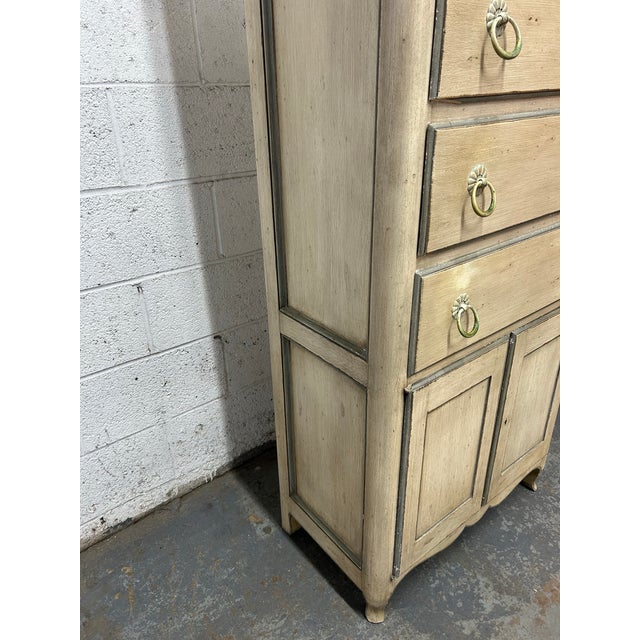 1970s 1970s Mid Century French Provincial Lingerie Paint Decorated Tall Chest by Baker Furniture For Sale - Image 5 of 8