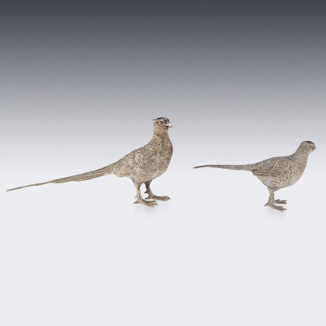 1970s Vintage English Silver Pheasant Salt and Pepper Shakers from Asprey, 1970, Set of 2 For Sale - Image 5 of 18