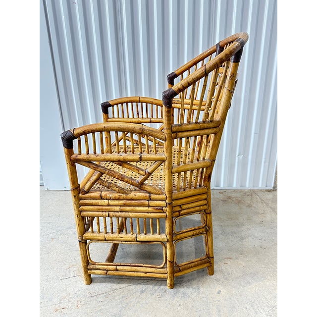 Vintage Brighton Pavilion Style Tortoiseshell Bamboo & Rattan Armchair For Sale - Image 10 of 11