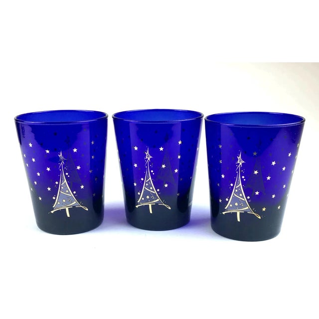 Mid-Century Modern Cobalt Blue Holiday Cocktail Glasses Culver For Sale - Image 11 of 11