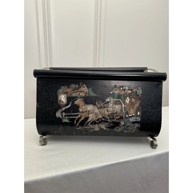 English Traditional Equestrian Metal Magazine Rack For Sale - Image 4 of 12