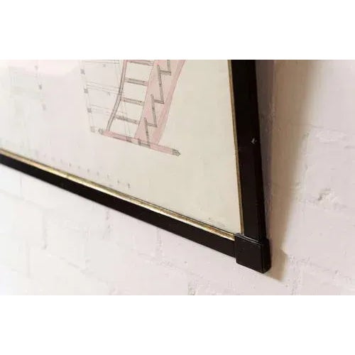 Architectural Staircase Drawing, 1890s For Sale - Image 3 of 4
