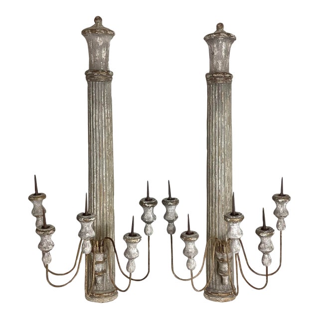 Late 20th Century Wonderful Pair Pilaster Wall Candelabra by Aiden Gray 38 1/2” Tall For Sale