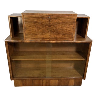 Vintage Art Deco Burr Walnut Display Cabinet, 1930s For Sale