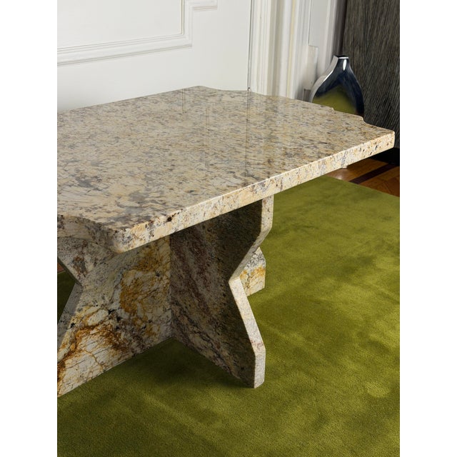 Unique Vintage Postmodern Granite Stone Coffee Table With Scalloped Edge For Sale - Image 11 of 16