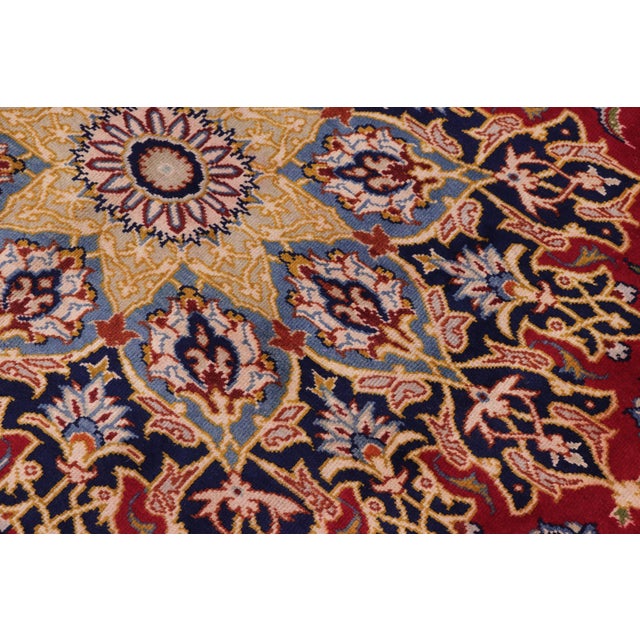 Medallion Red/Blue Wool Rug - 10'0'' X 13'1'' For Sale - Image 4 of 10
