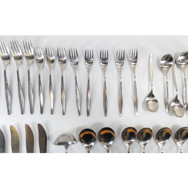 WMF Württembergische Metallwarenfabrik Mid-Century Wmf Flatware Setting for 8 Cromargan Atlanta-Motion Pattern, 51 Pieces For Sale - Image 4 of 11