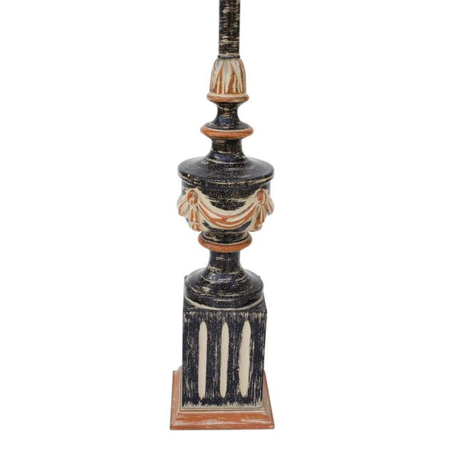 Piero Fornasetti Hand Finished Neoclassical Table Lamp in Black, Taupe, and Burnt Orange For Sale - Image 4 of 12
