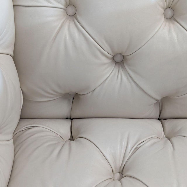 Animal Skin Elite Leather Mila Chair – Grotto Ivory Leather, Tufted Modern Accent Chair For Sale - Image 7 of 9