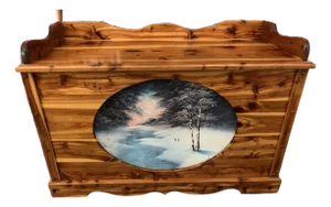 Handcrafted Cedar Chest Maine State Prison Blanket Hope Chest Painted Scene