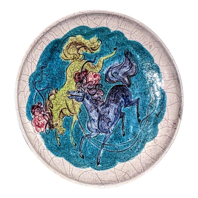 Mid Century Jean Goodwin Ames Painted Charger For Sale