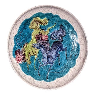 Mid Century Jean Goodwin Ames Painted Charger, Wall Accent For Sale