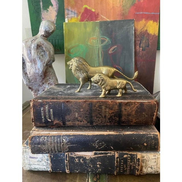 Brass Pair of Vintage Brass Lions For Sale - Image 8 of 9