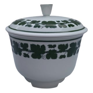 Vintage Porcelain Bonbonniere Lidded Sugar Bowl in Vine Leaf Pattern from Meissen, 1930s For Sale